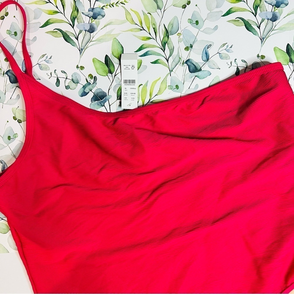 nwt J Crew one shoulder ribbed swimsuit in pink size 18 - Picture 2 of 9